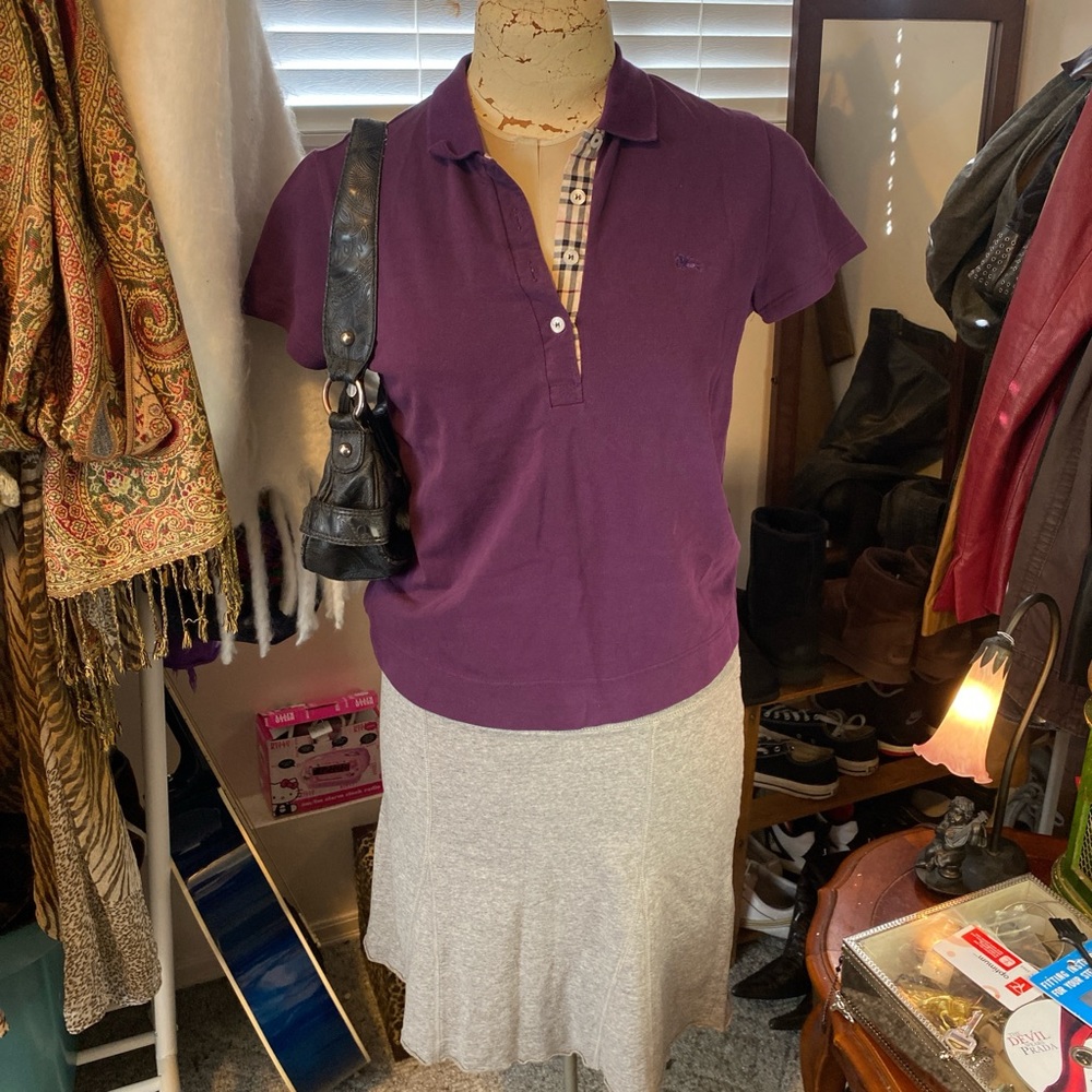 Purple Burberry collard t-shirt